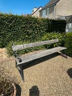 Te koop houten bank met gietijzeren onderstel., Ophalen, Gebruikt, Hout
