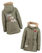 Stoere groene winterjas maat 134, Ophalen, Zo goed als nieuw, Jongen, Jas