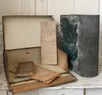 Brocante oud zinken documenten map / archief map zink, Antiek en Kunst, Curiosa en Brocante, Ophalen of Verzenden