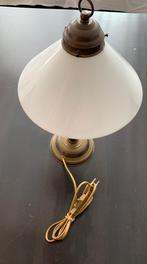 Tafellamp – opaline en goudkleurig messing – Vintage, Huis en Inrichting, Lampen | Hanglampen, Minder dan 50 cm, Overige materialen