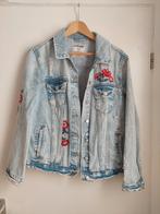 Page One spijkerjasje met borduursel bloemen, mt 36, Blauw, Ophalen of Verzenden, Zo goed als nieuw, Maat 36 (S)