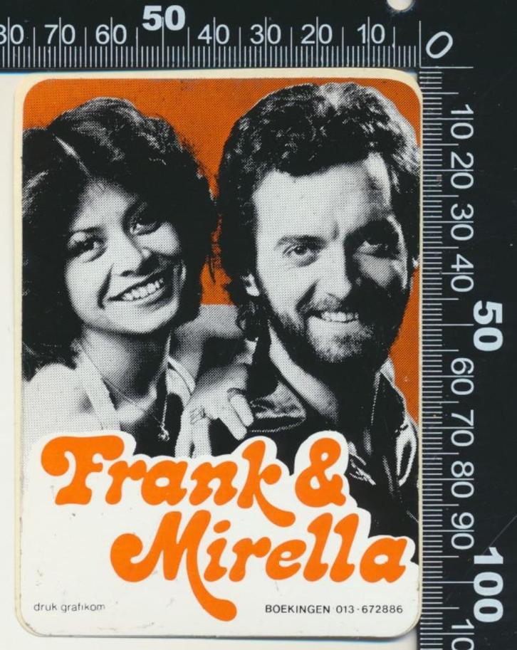Sticker: Frank en Mirella (2), Verzamelen, Stickers, Zo goed als nieuw, Bedrijf of Vereniging, Ophalen of Verzenden