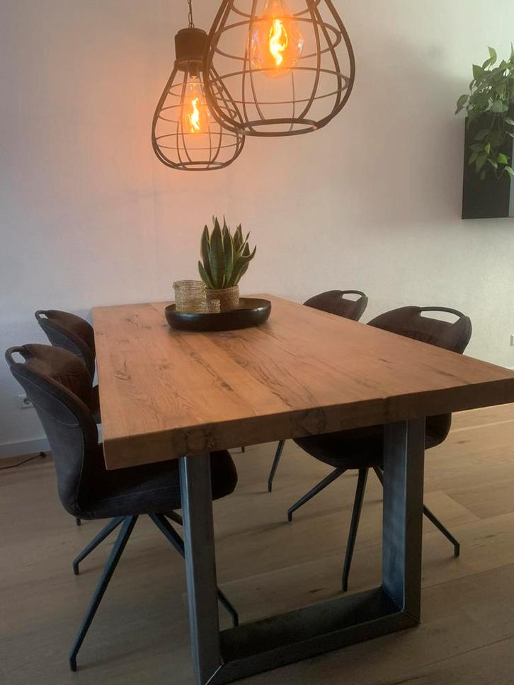 Set salontafel en eettafel massief eiken, Huis en Inrichting, Tafels | Eettafels, Zo goed als nieuw, 50 tot 100 cm, Rechthoekig