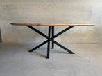 OPRUIMING: ovale houten eettafel (s) massief rustiek eiken, Ophalen, 100 tot 150 cm, Eikenhout, Vijf personen of meer