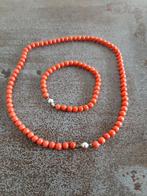 Bloedkoralen ketting + armband, Sieraden, Tassen en Uiterlijk, Kettingen, Ophalen of Verzenden, Zo goed als nieuw, Oranje, Steen of Mineraal