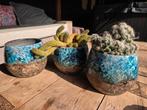 Bloempotten 3x  brocante, Ophalen, Zo goed als nieuw