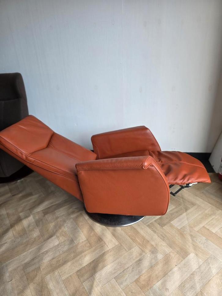 Prominent Toscaba Relaxfauteuil Cognac Leder - Topstaat!, Huis en Inrichting, Fauteuils, Zo goed als nieuw, Leer, Metaal, 75 tot 100 cm