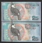 2x 25 gld 2000 suriname prachtige exemplaren opvolgend, Ophalen of Verzenden, Setje