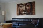 Schilderij 2 luik Boedha op doek geschilderd Juul Hoes, Ophalen, Oorspronkelijke maker, 125 cm of meer, Zo goed als nieuw