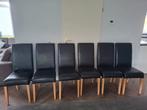 Set van 6 leren eetkamerstoelen, Ophalen, Gebruikt, Zwart, Leer