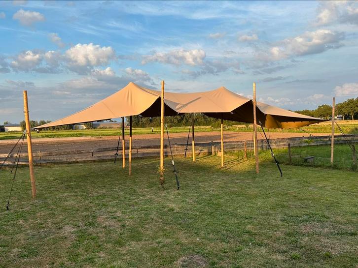 Te huur: sfeervolle stretch tent 5x12m., Tuin en Terras, Partytenten, Nieuw, Partytent, 2 meter of meer, 8 meter of meer, 4 tot 6 meter