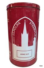 2335 groot rood J S Polak Steenwijk specerijenblik vintage, Ophalen of Verzenden, Gebruikt, Overige