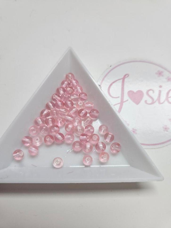 Lichtroze glaskralen #116, Hobby en Vrije tijd, Kralen en Sieraden maken, Nieuw, Kraal, Ophalen