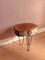 Boomstam bijzettafel, Ophalen, Minder dan 55 cm, Rond, Zo goed als nieuw