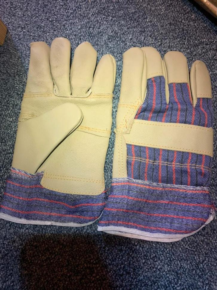 Werk handschoenen leder leer, tuin klus bouw, worker gloves, Tuin en Terras, Werkkleding, Nieuw, Dames, Heren, Kinderen, Handschoenen