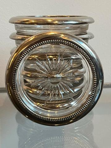 Midcentury glazen onderzetters, verzilverd, set van 7 beschikbaar voor biedingen