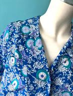 Vintage jaren 80 jurk blauw/lila motief maat 44, Maat 42/44 (L), Vintage, Knielengte, Gedragen