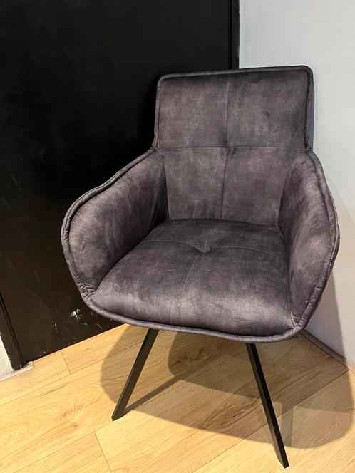 Eetkamerstoel Edith velvet antraciet nieuw draaibaar, Huis en Inrichting, Stoelen, Nieuw, Eén, Metaal, Grijs, Ophalen of Verzenden