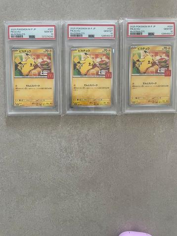 3x Pokémon Pikachu McDonalds Burgerchu psa 10 PSA10 020/M-P beschikbaar voor biedingen
