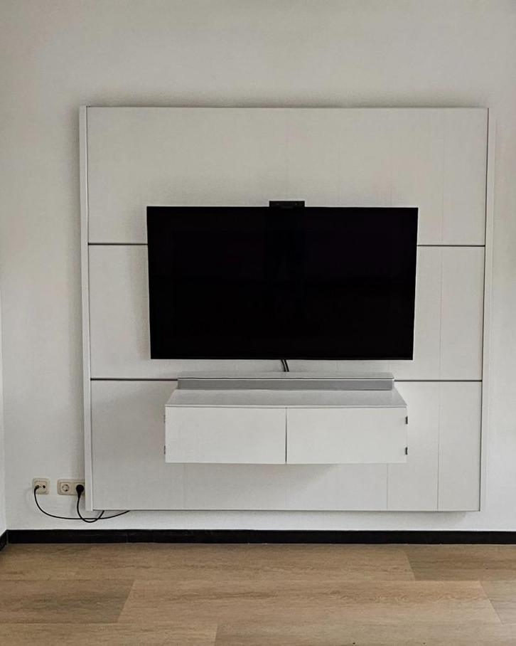 Witte Cinewall met mediameubel, Huis en Inrichting, Kasten | Televisiemeubels, Zo goed als nieuw, 150 tot 200 cm, 150 tot 200 cm