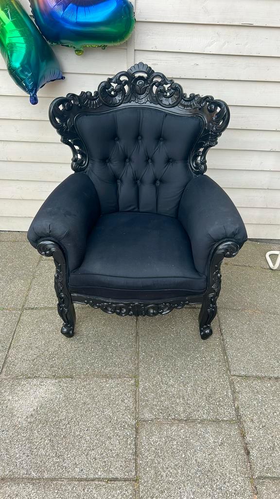 Barok fauteuil zwart, Huis en Inrichting, Fauteuils, Zo goed als nieuw, Ophalen