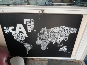 Wereldkaart Print - Steden en Landen 114 x 80 cm beschikbaar voor biedingen