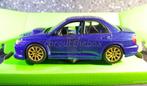 Subaru Impreza WRX STI blauw 1:24 Welly, Hobby en Vrije tijd, Modelauto's | 1:24, Nieuw, Welly, Auto, Verzenden