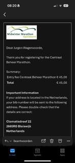 Startbewijs Midwinter Marathon Apeldoorn, Ophalen of Verzenden, Nieuw, Overige typen, Overige merken