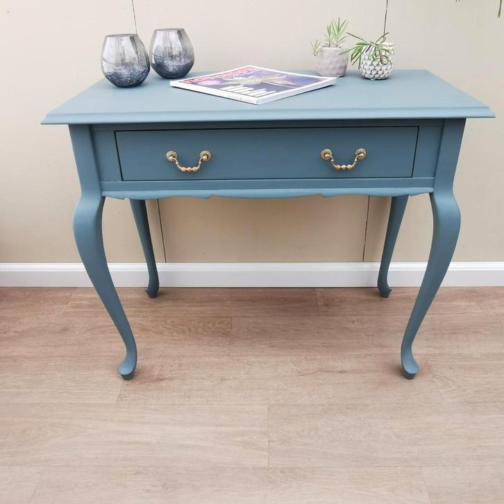 Queen Ann ladekastje / haltafeltje Blue Pine, Huis en Inrichting, Tafels | Sidetables, Gebruikt, 25 tot 50 cm, 50 tot 100 cm, Rechthoekig