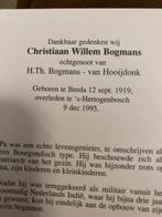 Bogmans x v Hooijdonk 1929 Breda 1995 Den Bosch met foto, Verzamelen, Ophalen of Verzenden, Rouwkaart