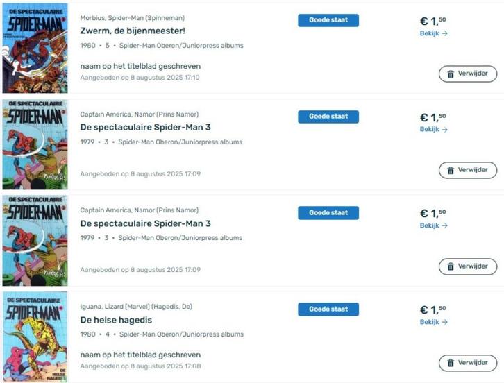 De spectaculaire spiderman, Boeken, Stripboeken, Gelezen, Meerdere stripboeken, Ophalen of Verzenden