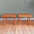 Lucky Vintage set van 2 Vintage brutalist bijzettafels, Ophalen, Gebruikt, Brutalist, Hout