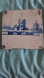 Delftsblauwe tegel met afbeelding huis, Antiek en Kunst, Ophalen of Verzenden