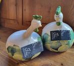 Partij J-line Kip en Haan spaarpot groen/wit geel 120 sets., Ophalen, Nieuw, Steen, Aardewerk of Keramiek, Dier