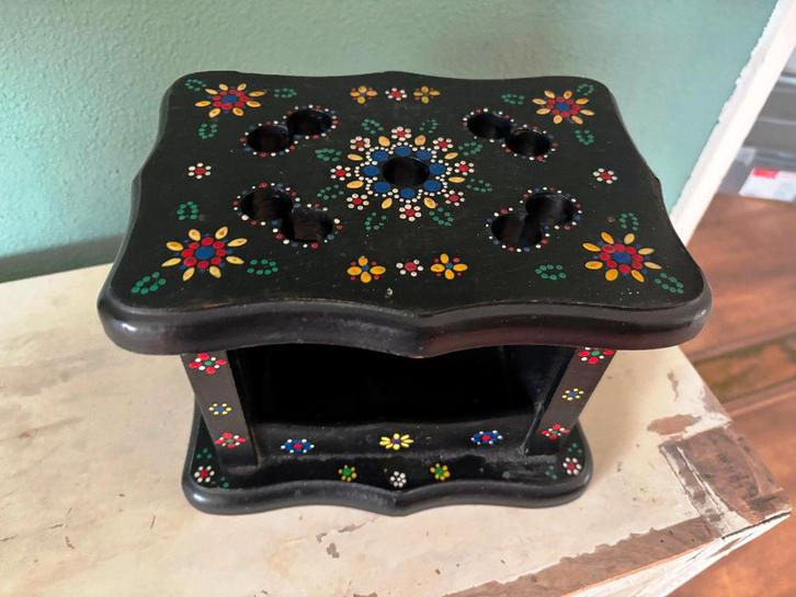 Oude houten stoof – handbeschilderd – folkloristisch |, Antiek en Kunst, Curiosa en Brocante, Ophalen of Verzenden