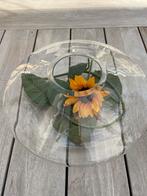 Glazen stolp met zonnebloem, Huis en Inrichting, Woonaccessoires | Vazen, Ophalen, Geel, Minder dan 50 cm, Glas