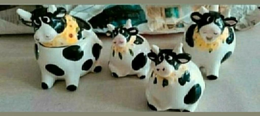 KOE,suiker,melk,peper,zout,Porselein,koeien,HOLSTEIN,keuken, Ophalen of Verzenden, Nieuw, Boerderijdier, Beeldje of Figuurtje