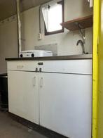 Keukenblok met deuren en wasbak, Ophalen, Gebruikt, 100 tot 150 cm, Wit