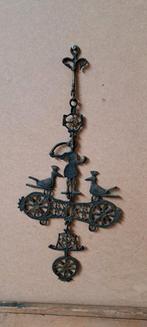 Antiek koperen ornament met figuur en vogels, Ophalen of Verzenden