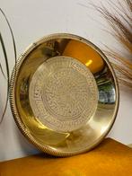 Mooie vintage koperen messing schaal rond India graveerwerk, Ophalen of Verzenden