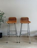 Twee krukken, Dirk van Sliedregt jaren 60, Rotan en Chroom, Huis en Inrichting, 2 krukken, Ophalen, Gebruikt, 60 tot 90 cm