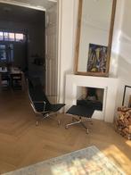 Eames Lounge Aluminium + hocker - leer - EA124 + EA125, Ophalen, Zwart, Zo goed als nieuw, Metaal
