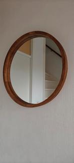 Grote Ronde LYYYXGYP Spiegel met Houten Rand, Huis en Inrichting, Woonaccessoires | Spiegels, Ophalen, Minder dan 50 cm, Rond