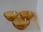 3 Vintage Vereco France Amber Schaaltjes, Antiek en Kunst, Antiek | Glas en Kristal, Ophalen of Verzenden