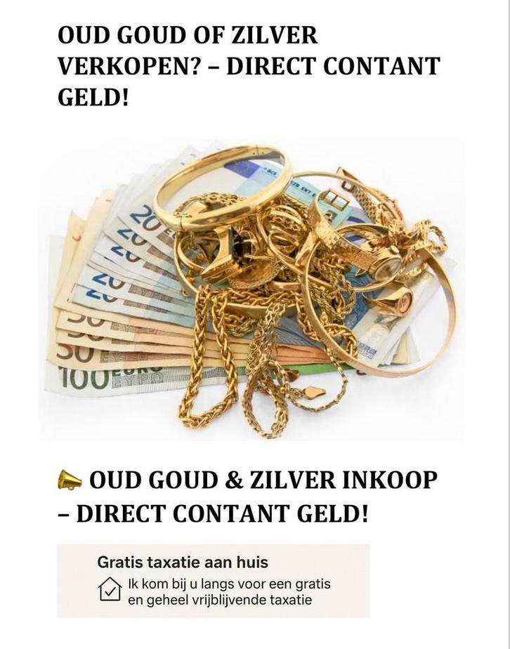 Oud goud of zilver verkopen ? Wij kopen ! Direct geld, Sieraden, Tassen en Uiterlijk, Kettingen, Zo goed als nieuw, Goud, Goud