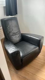 Zwart leren fauteuil stoel gerard van den bergh longa, Huis en Inrichting, Ophalen, Gebruikt, 75 tot 100 cm, Modern tijdloos