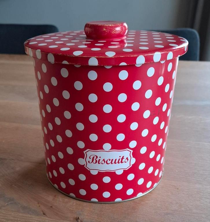 Rood met witte stippen trommel, Huis en Inrichting, Keuken | Potten en Pannen, Gebruikt, Overige materialen, Ophalen of Verzenden
