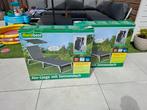 2x Florabest Tuin ligstoel + Zonnedak - 1 nieuw, 1zgan, Ophalen, Zo goed als nieuw, Aluminium, Verstelbaar