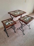 Plantentafel set van 3, Huis en Inrichting, Tafels | Bijzettafels, Ophalen, Minder dan 55 cm, Rond, Zo goed als nieuw