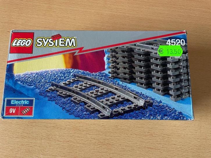 Lego trein 9V 4520 Curved Rails Old Gray rails, Kinderen en Baby's, Speelgoed | Duplo en Lego, Gebruikt, Lego, Ophalen
